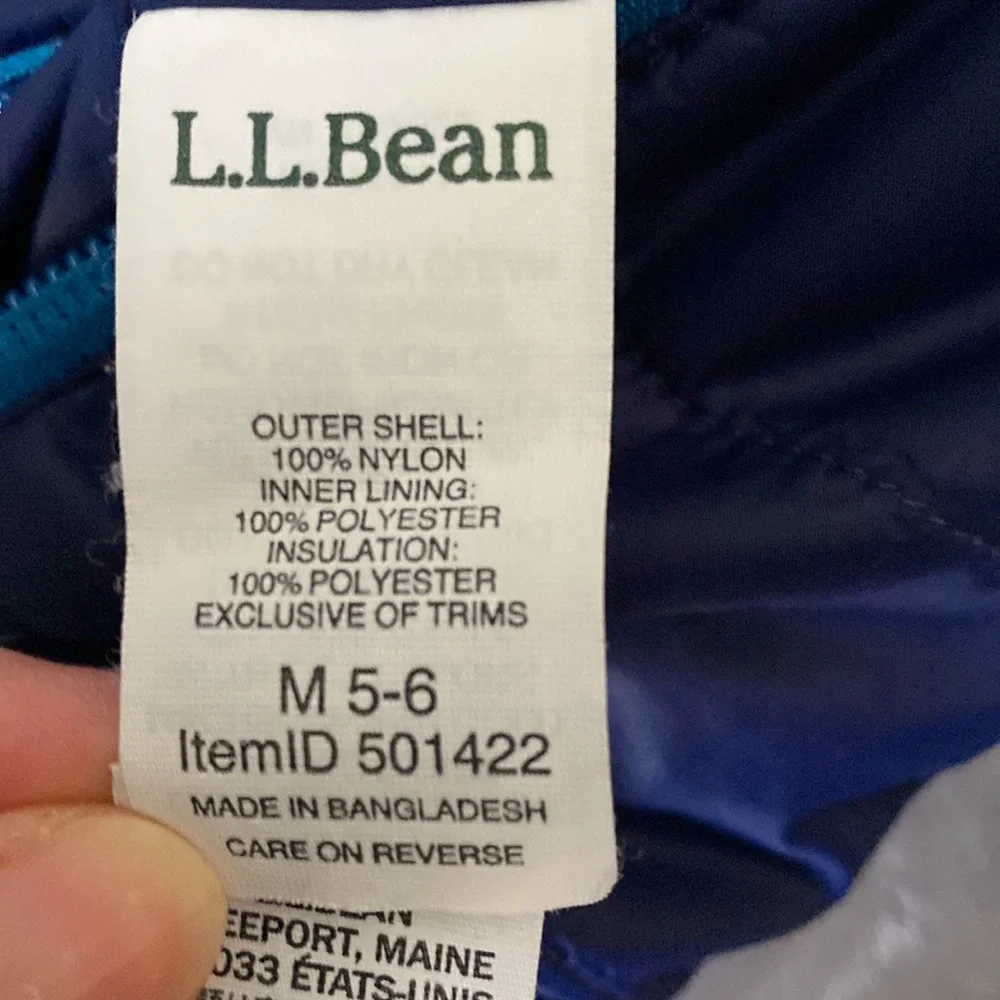 L.L. Bean Kids Blue and Teal Reversible Fleece-Lined Jacket